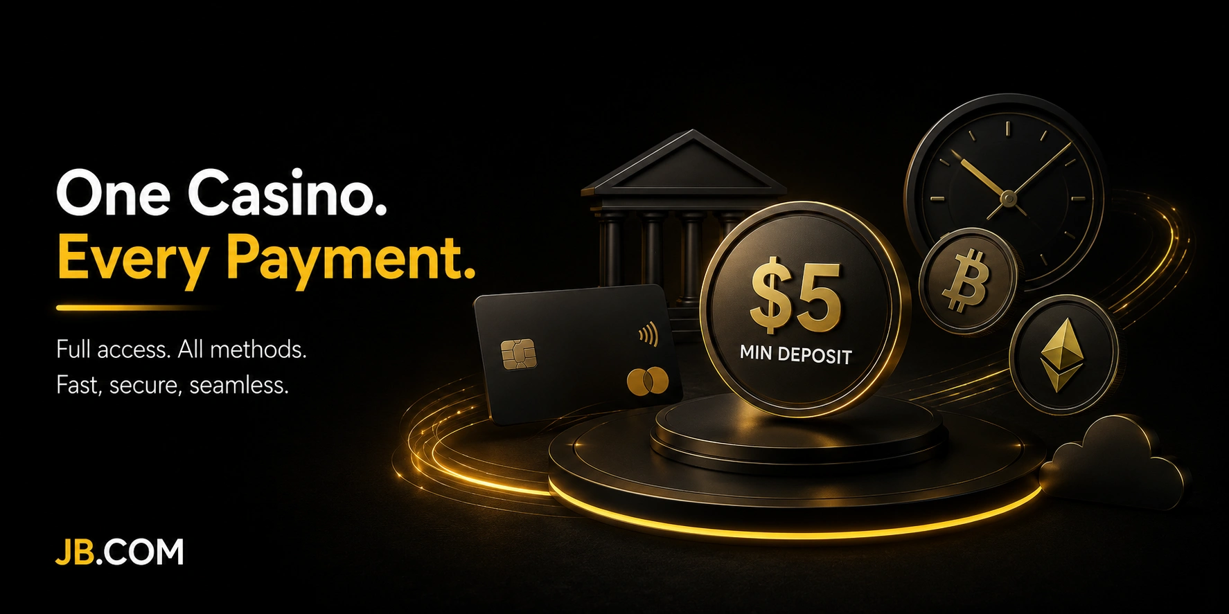 JB.COM payments with cards, crypto and a $5 deposit